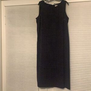 Vintage Halmode Petites Black White Polka Dot‎ Sleeveless Dress Size 14